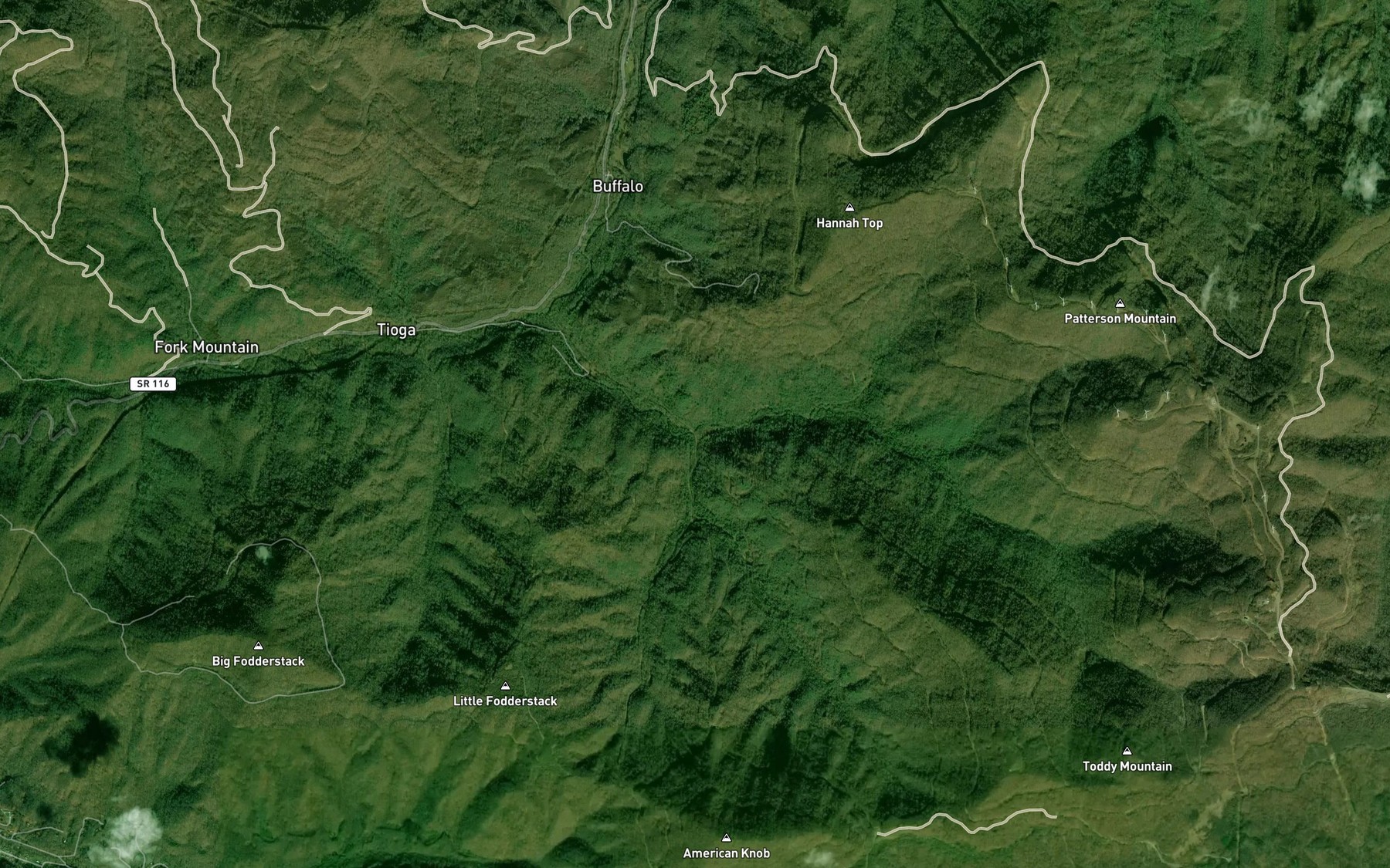 Satellite map of the Skinned Ash Creek
