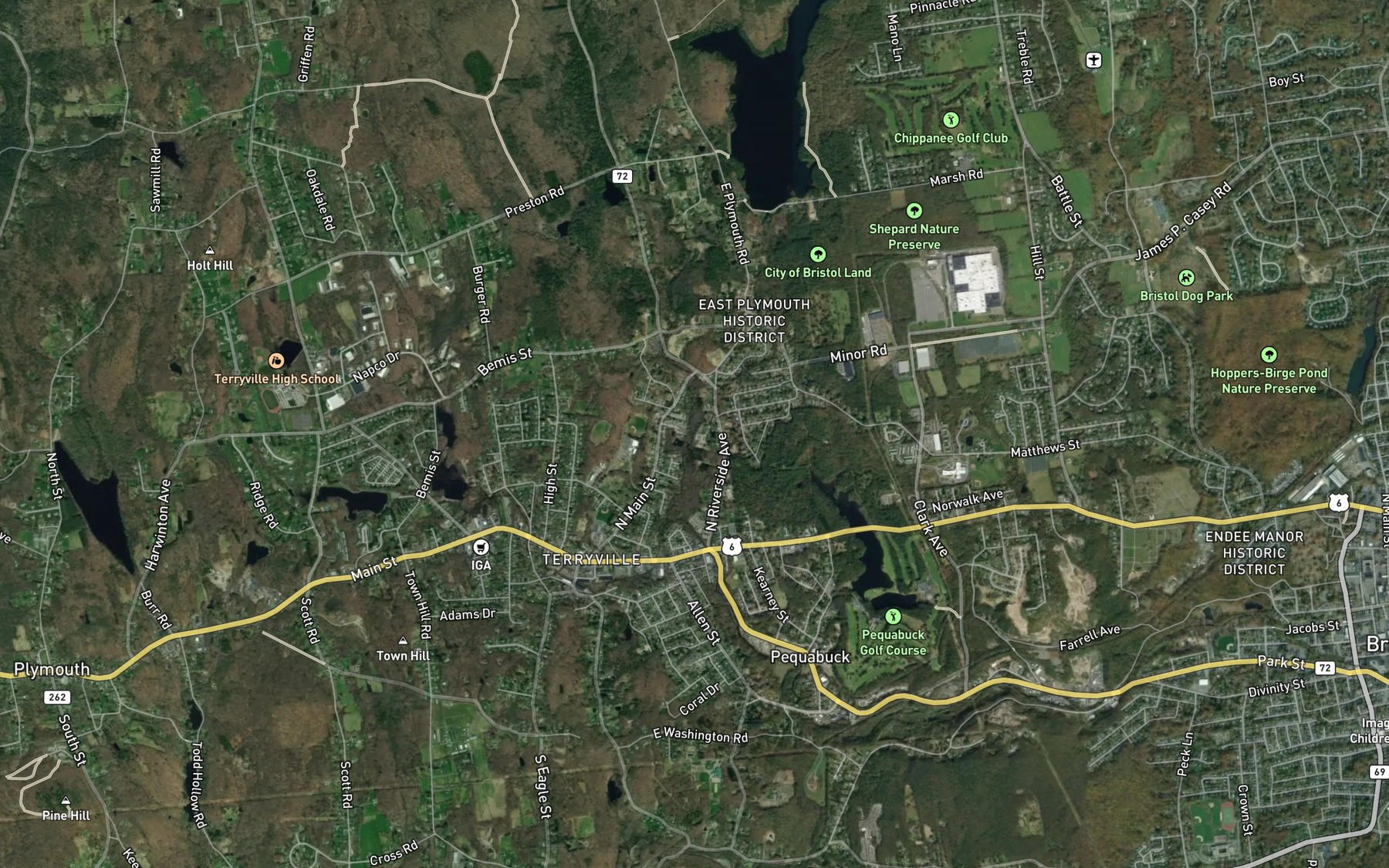 Satellite map of the Marsh Brook