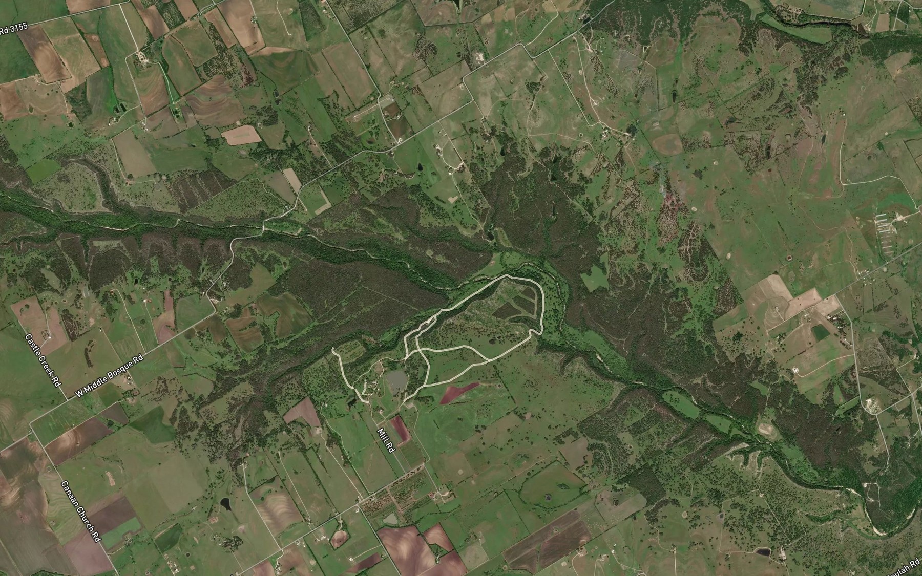 Satellite map of the Rainey Creek