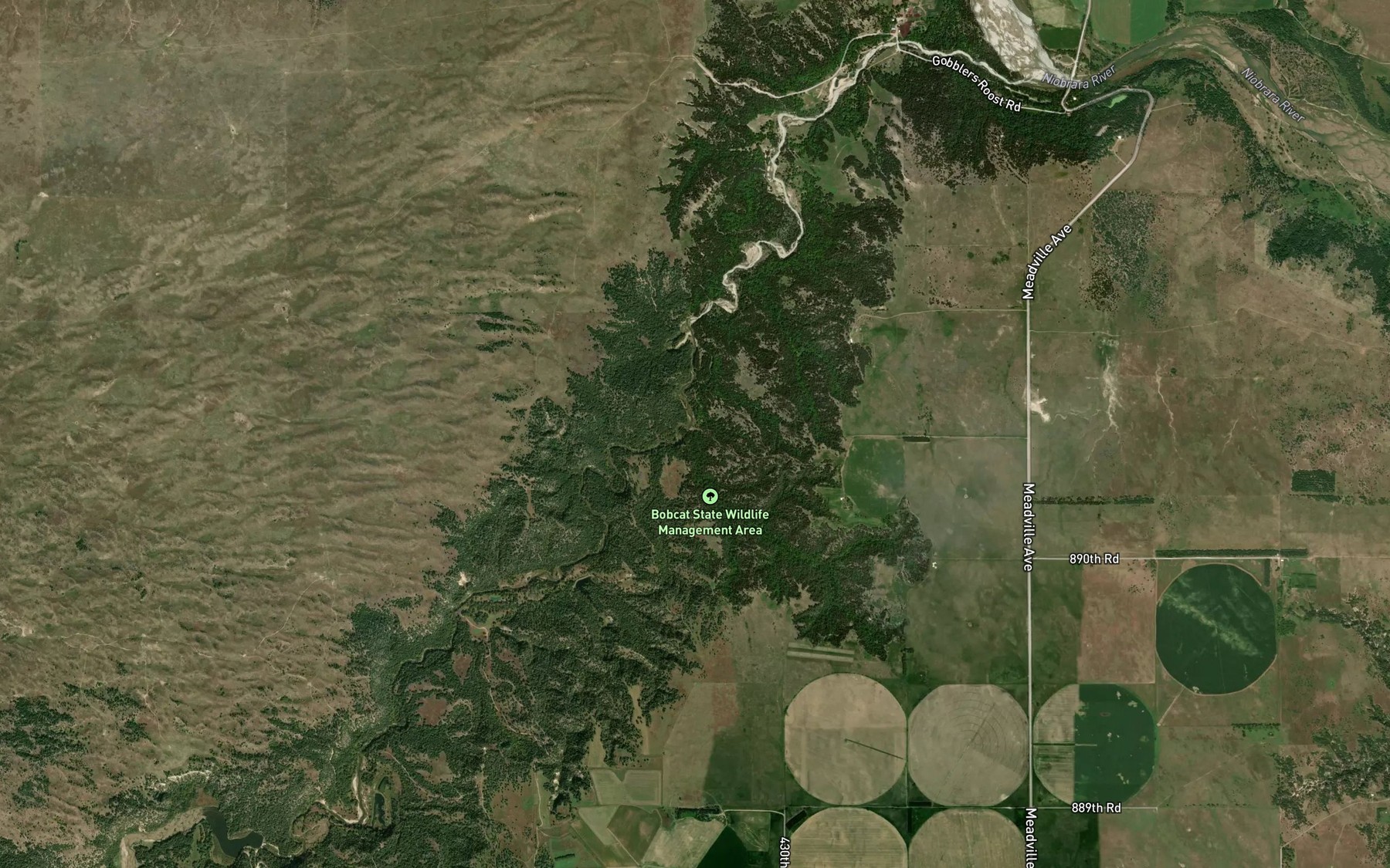 Satellite map of the Moore Creek