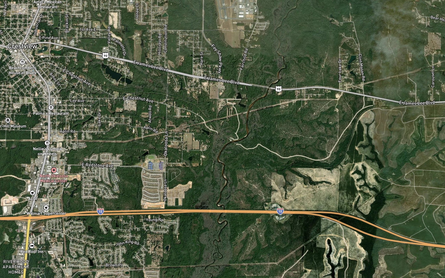 Satellite map of the Mill Creek