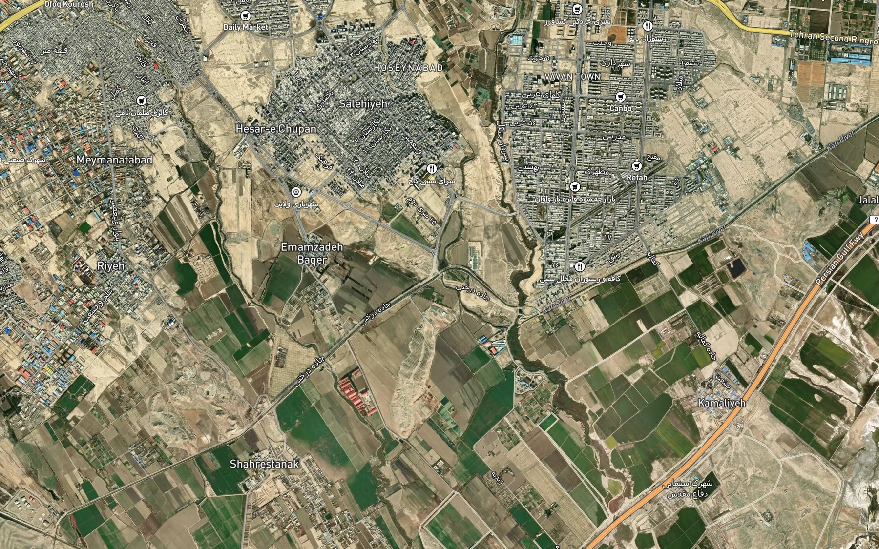 Satellite map of the Kanal-e Ab-e Navvab-e Safavi