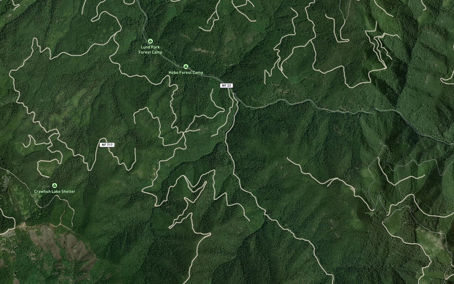 Satellite map of the Cat Creek