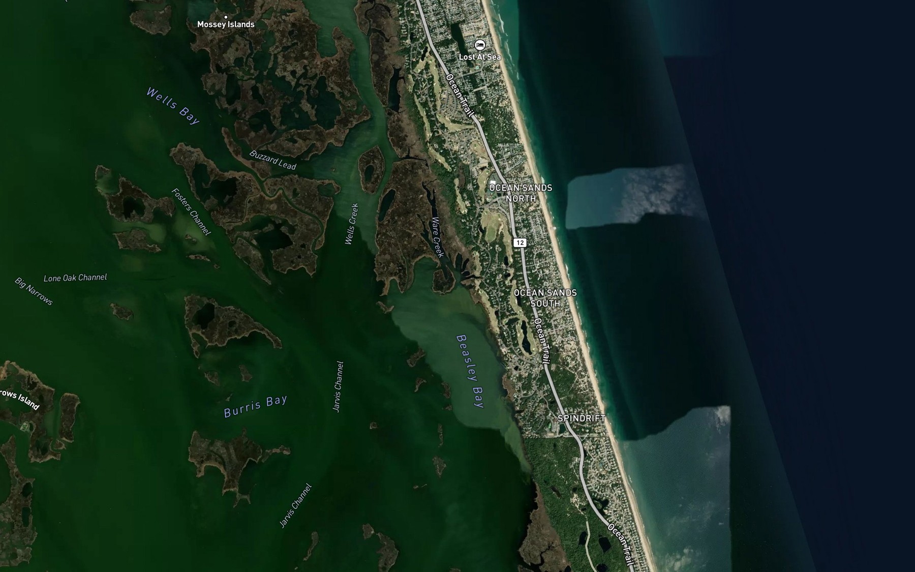 Satellite map of the Ware Creek