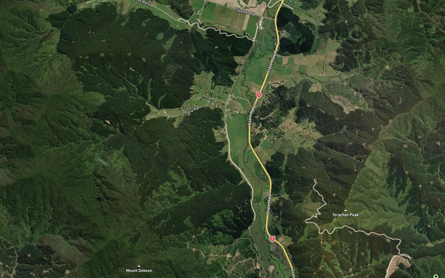 Satellite map of the Tuamarina River