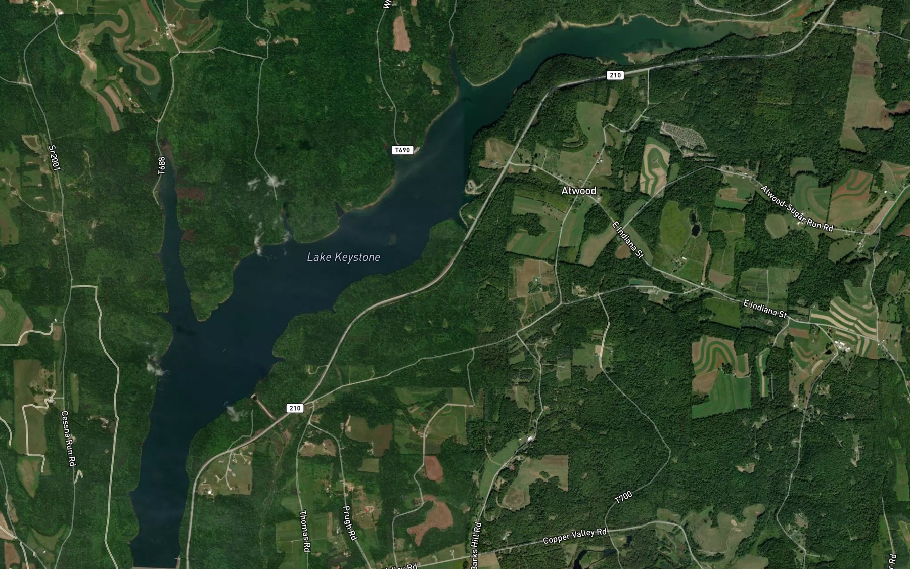 Satellite map of the Keystone Lake