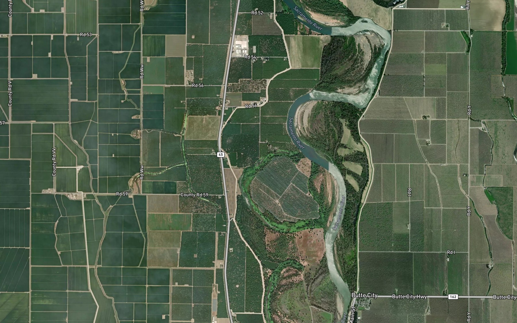 Satellite map of the Beehive Bend