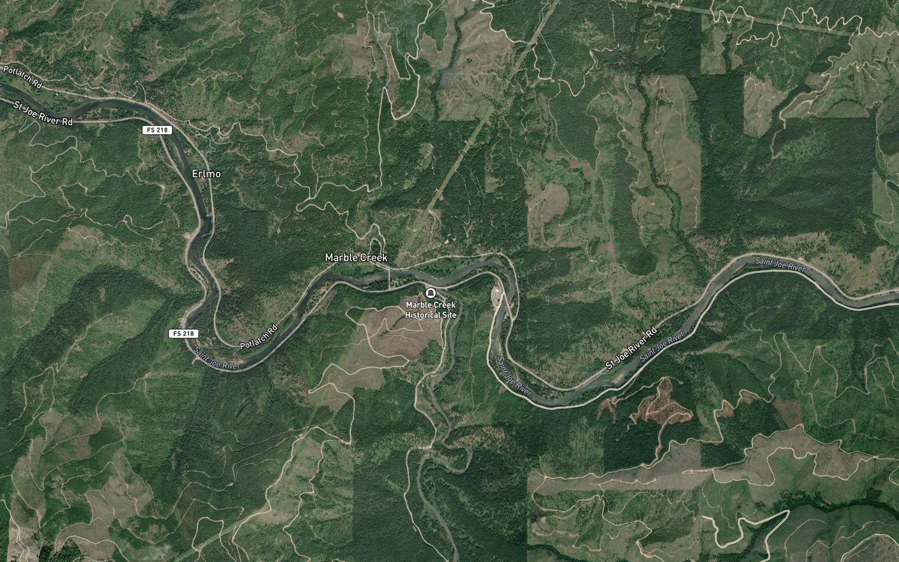 Satellite map of the Marble Creek