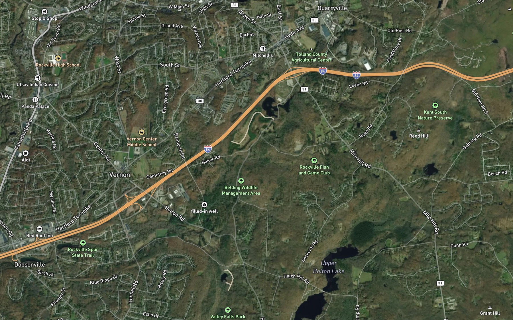 Satellite map of the Gages Brook