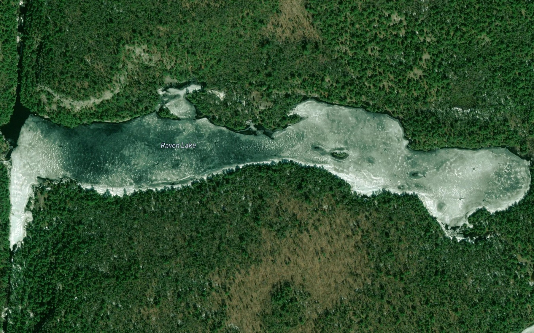 Satellite map of the Raven Lake