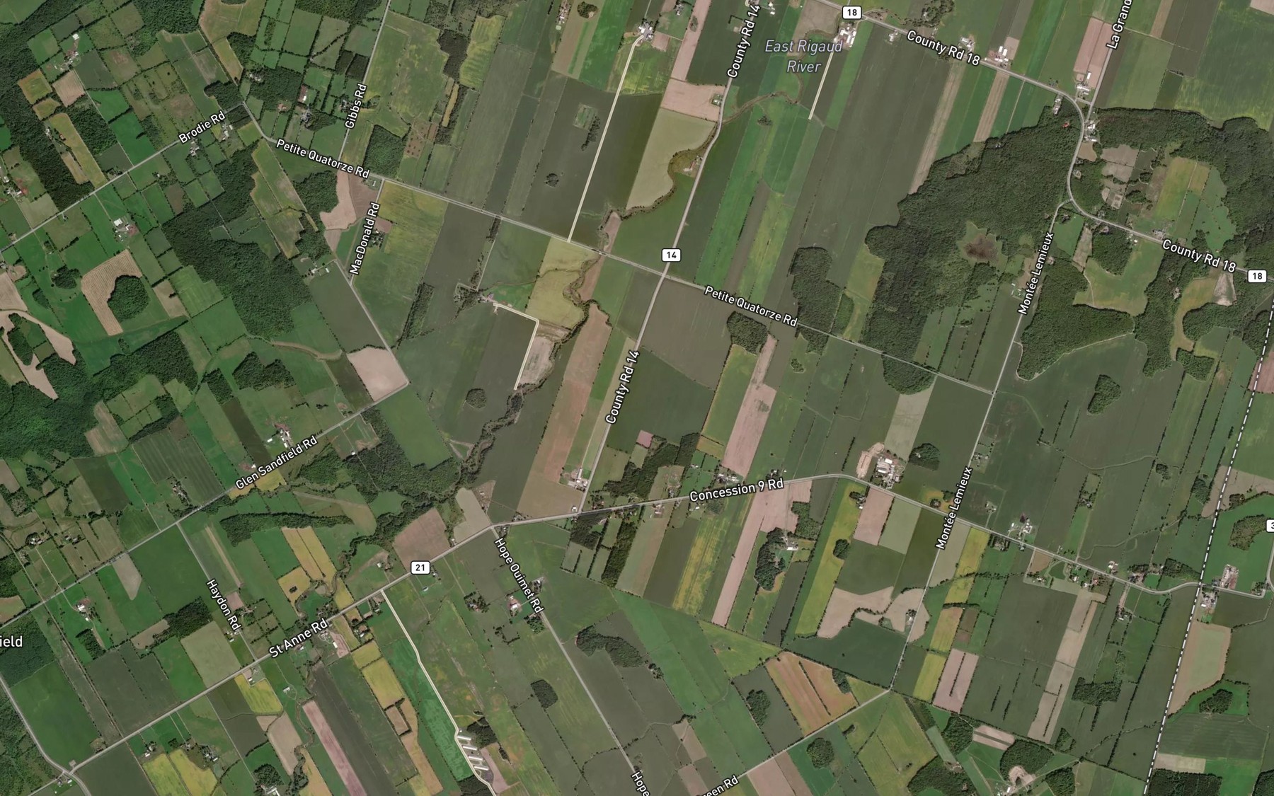 Satellite map of the McDougall Drain