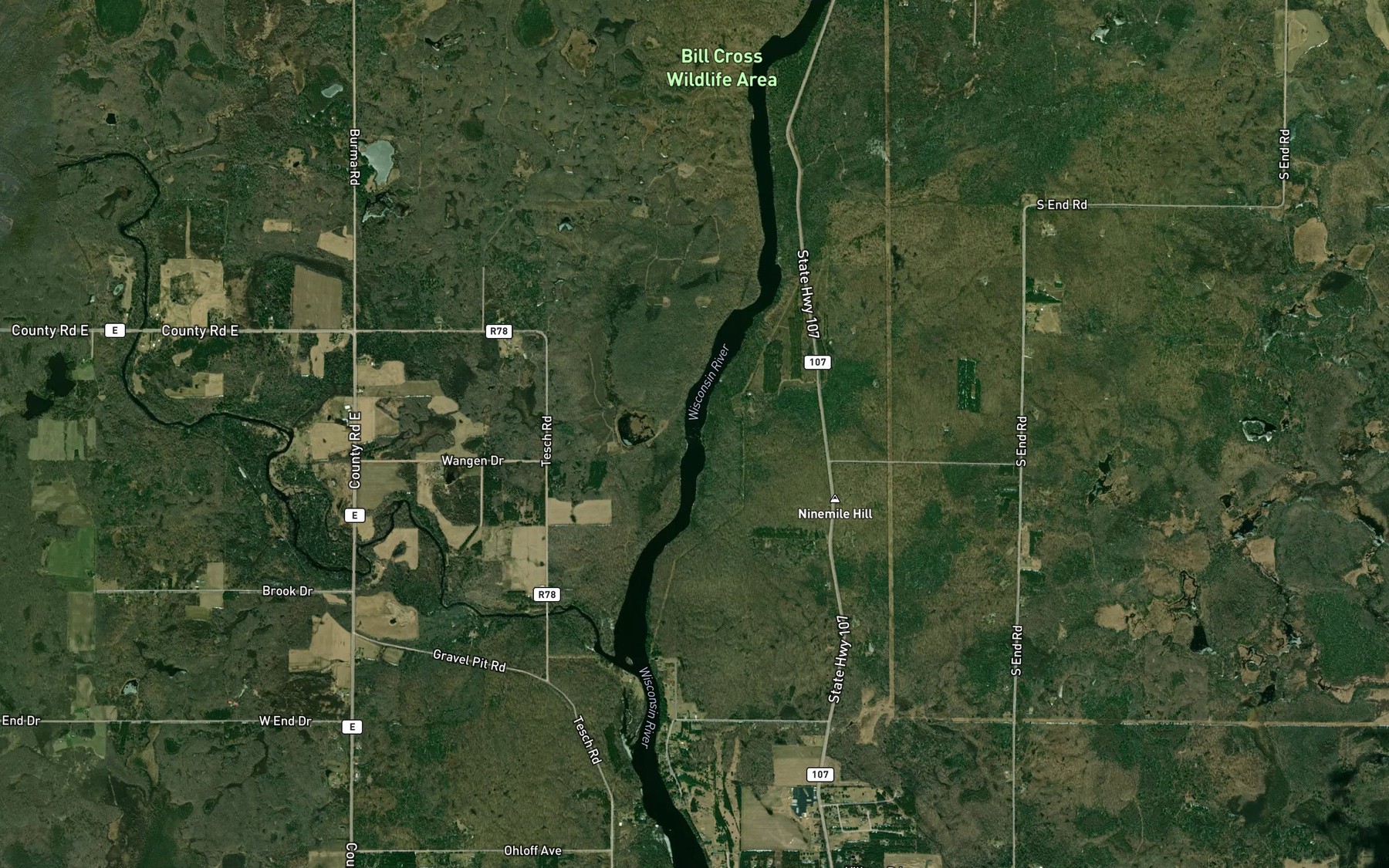 Satellite map of the Bill Cross Rapids