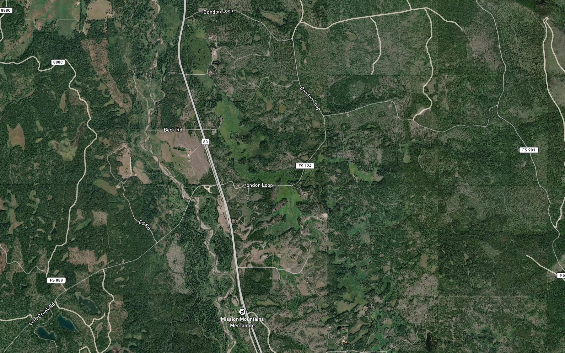 Satellite map of the Smith Creek