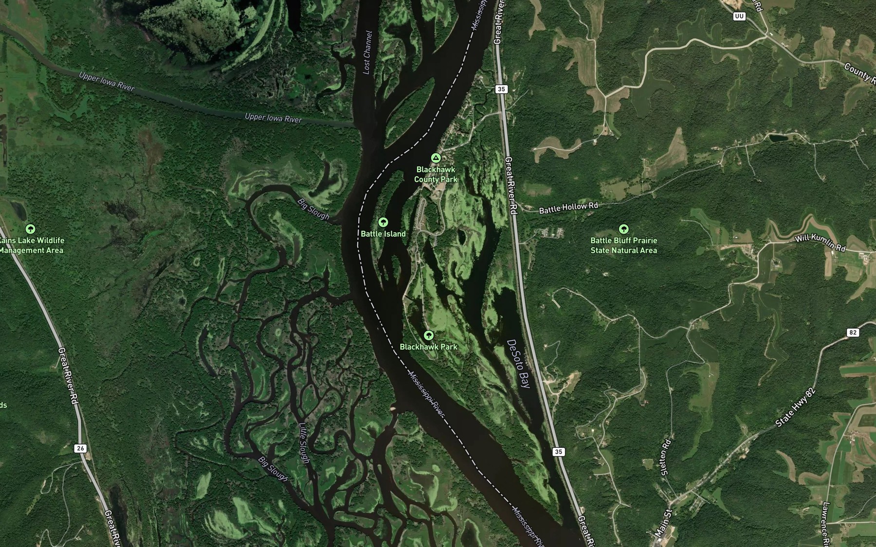Satellite map of the Green Lake