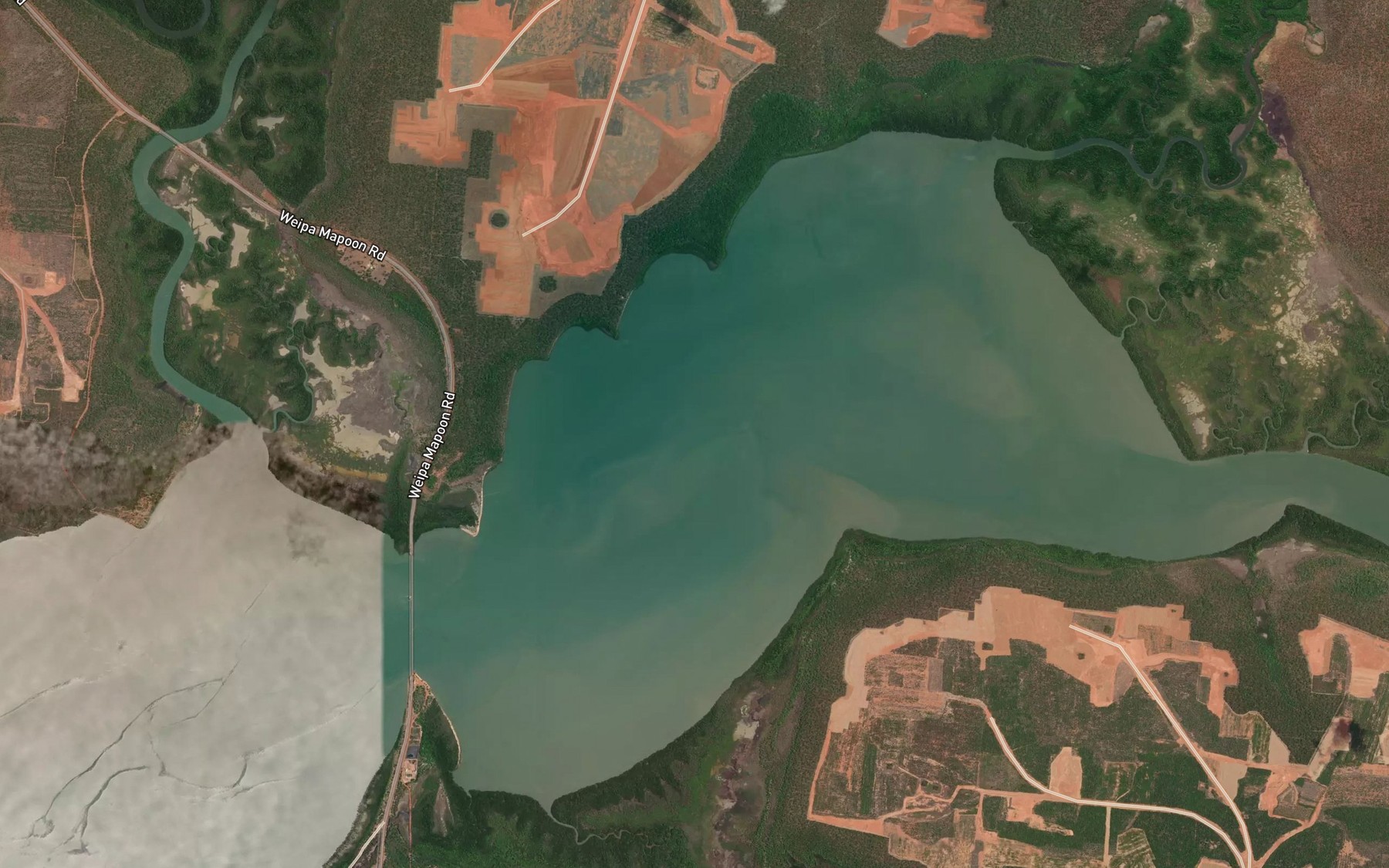 Satellite map of the Mission River