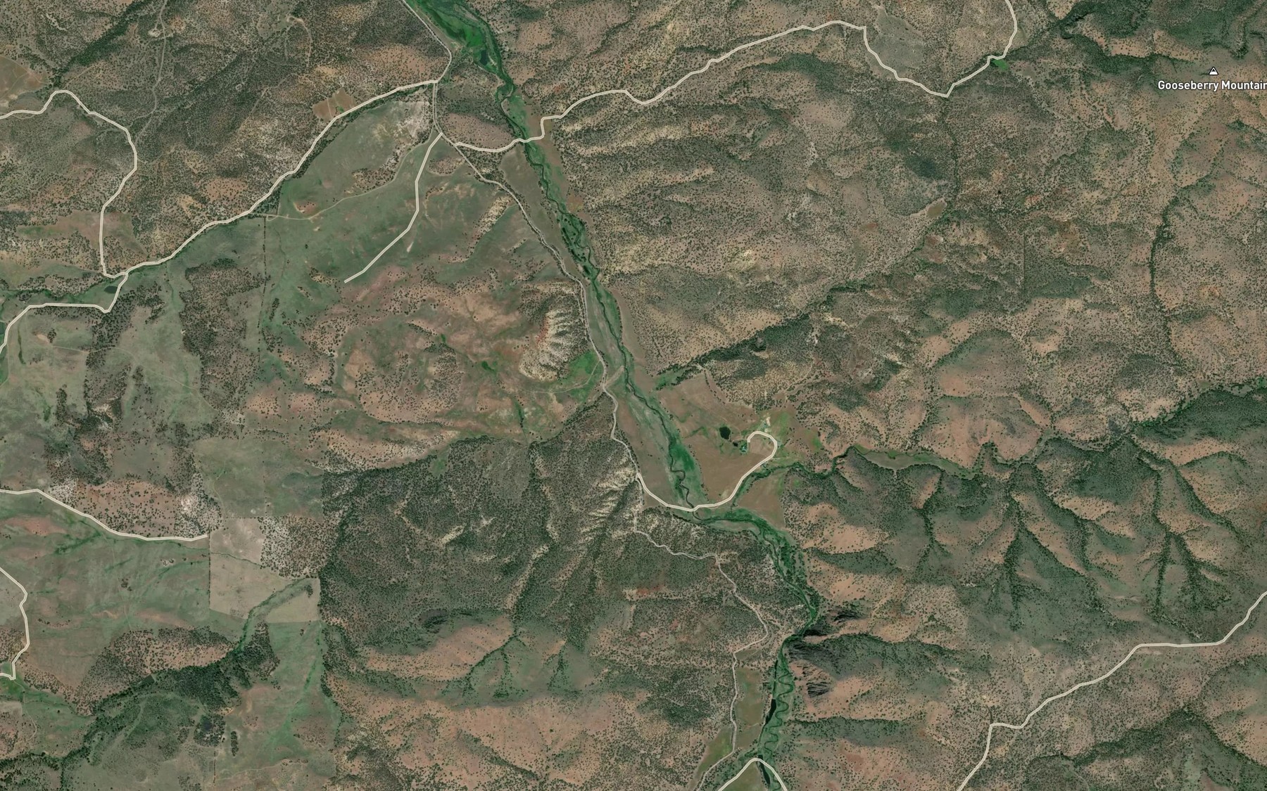 Satellite map of the Gooseberry Creek