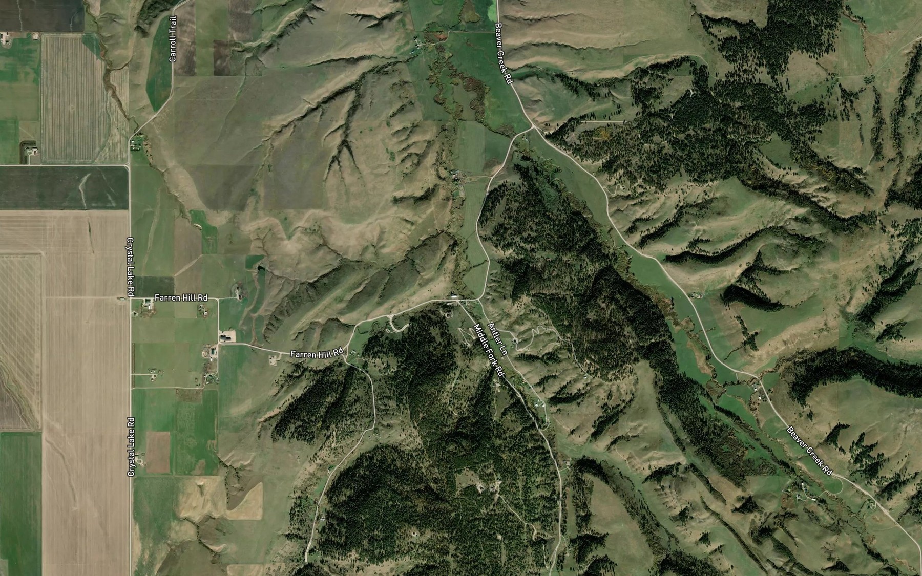 Satellite map of the Middle Fork Beaver Creek