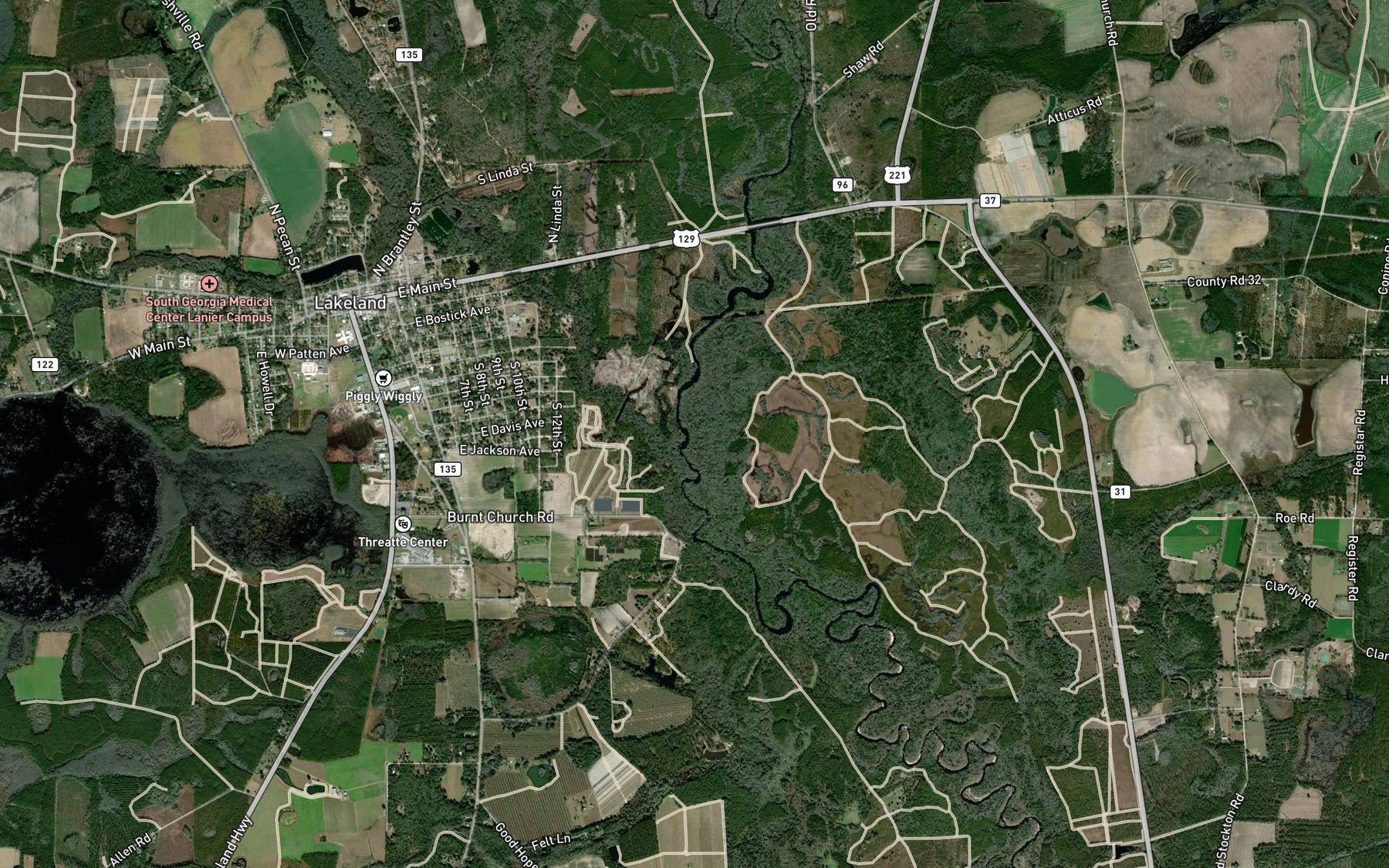 Satellite map of the Dampier Branch