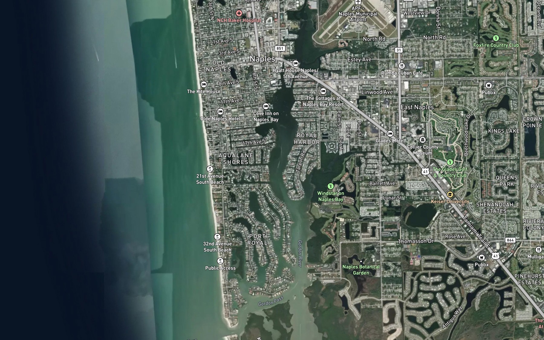 Satellite map of the Naples Bay