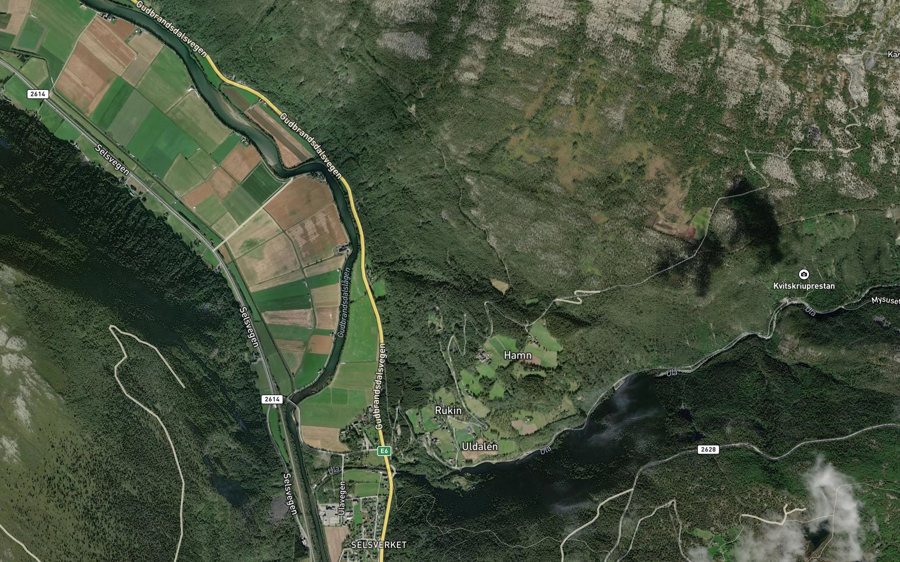 Satellite map of the Skjennabekken