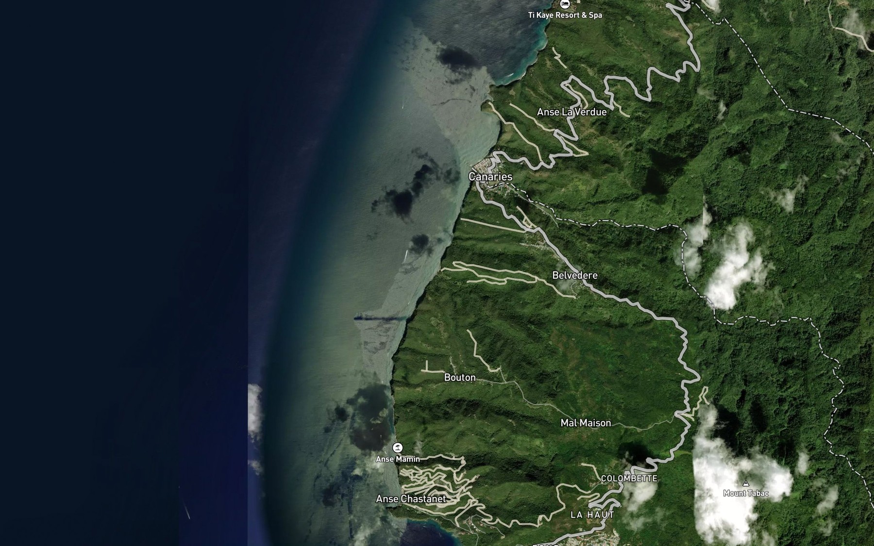 Satellite map of the Mahaut River