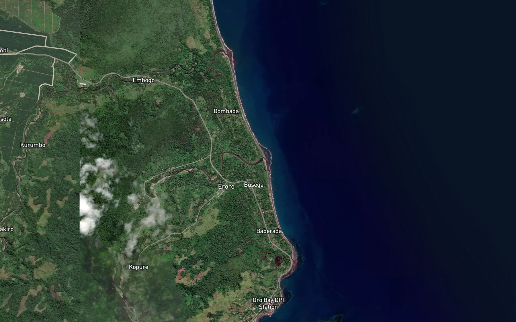 Satellite map of the Eroro River