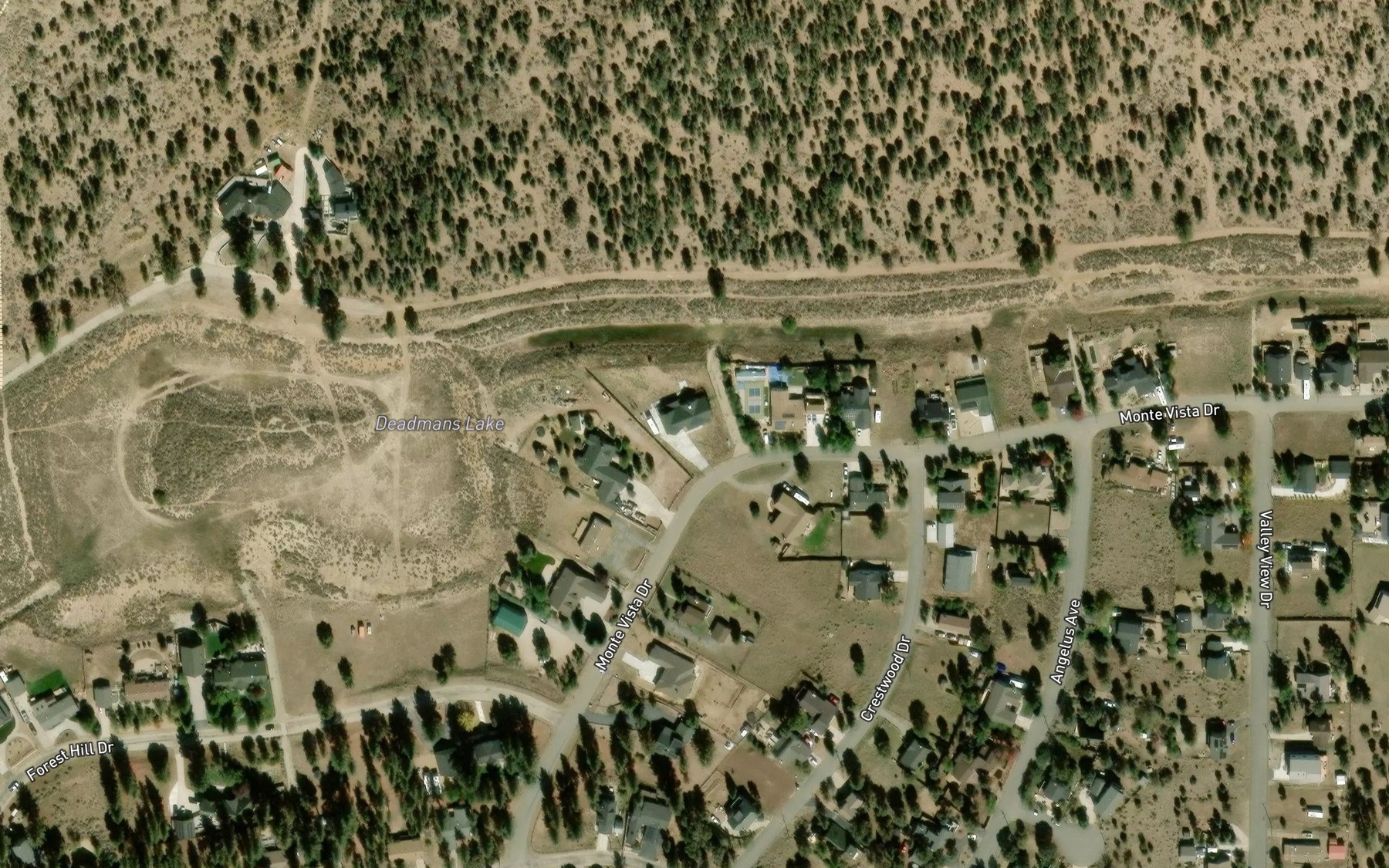 Satellite map of the Deadmans Lake