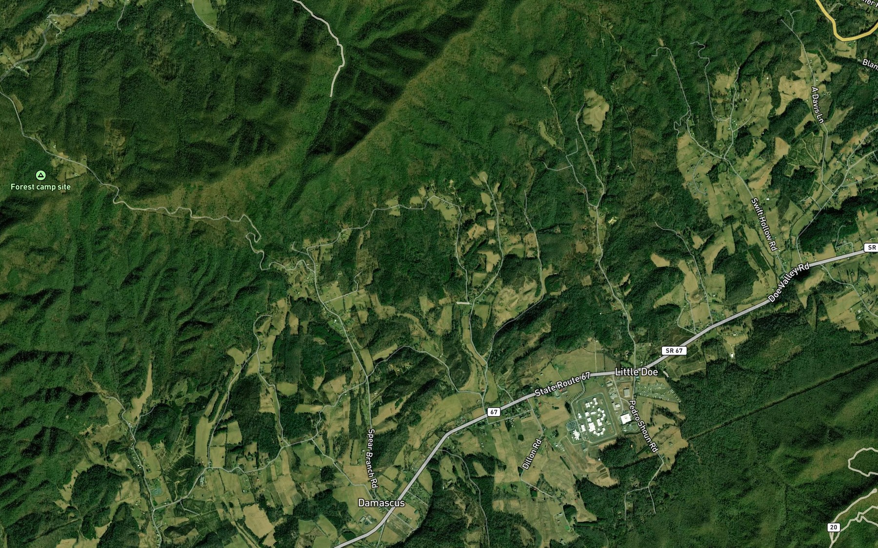 Satellite map of the Polly Branch