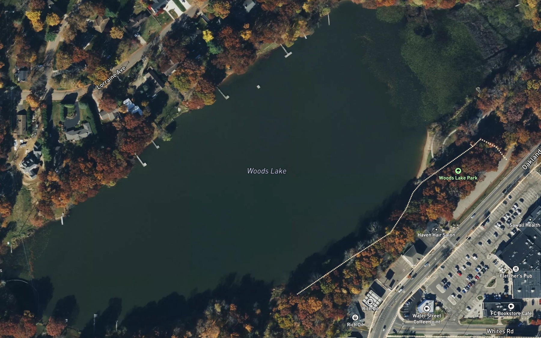 Satellite map of the Woods Lake