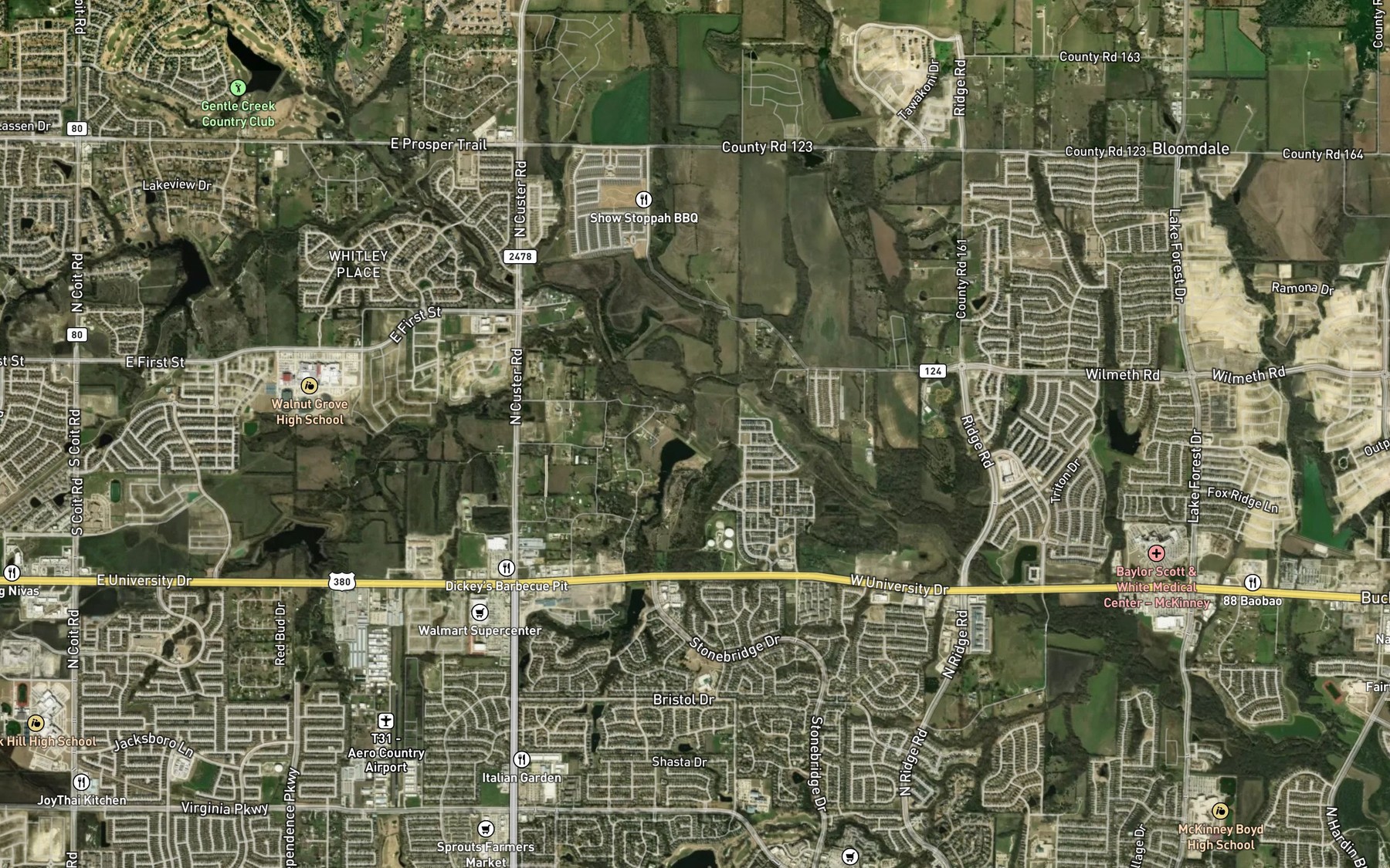 Satellite map of the Soil Conservation Service Site 1a Reservoir