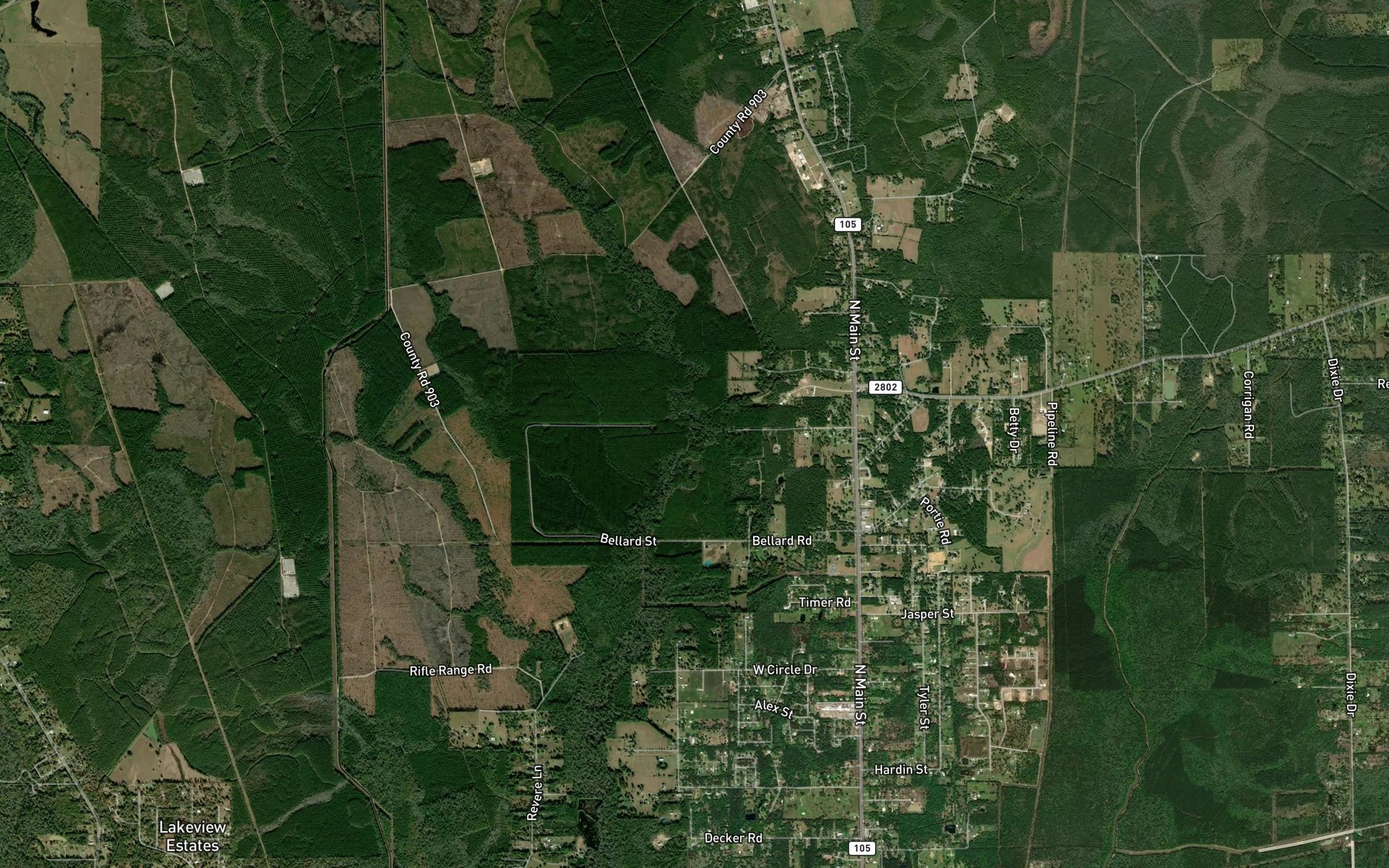 Satellite map of the Busley Creek