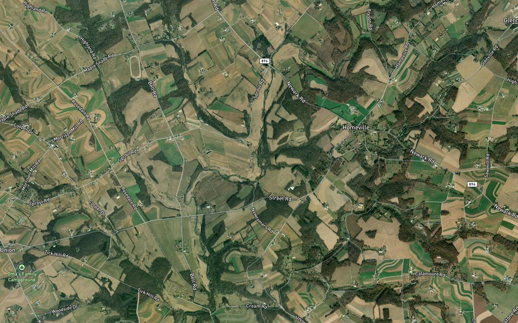 Satellite map of the Ball Run