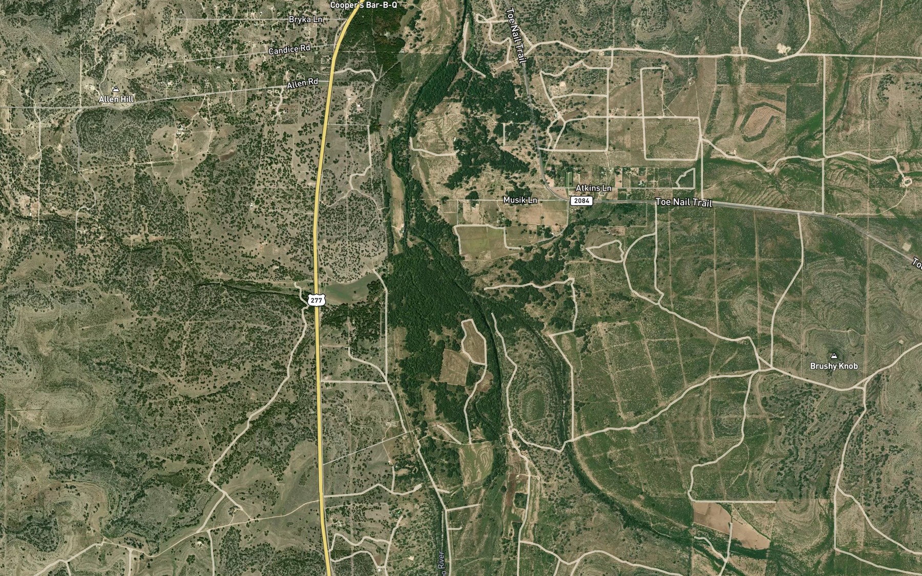 Satellite map of the Millers Branch