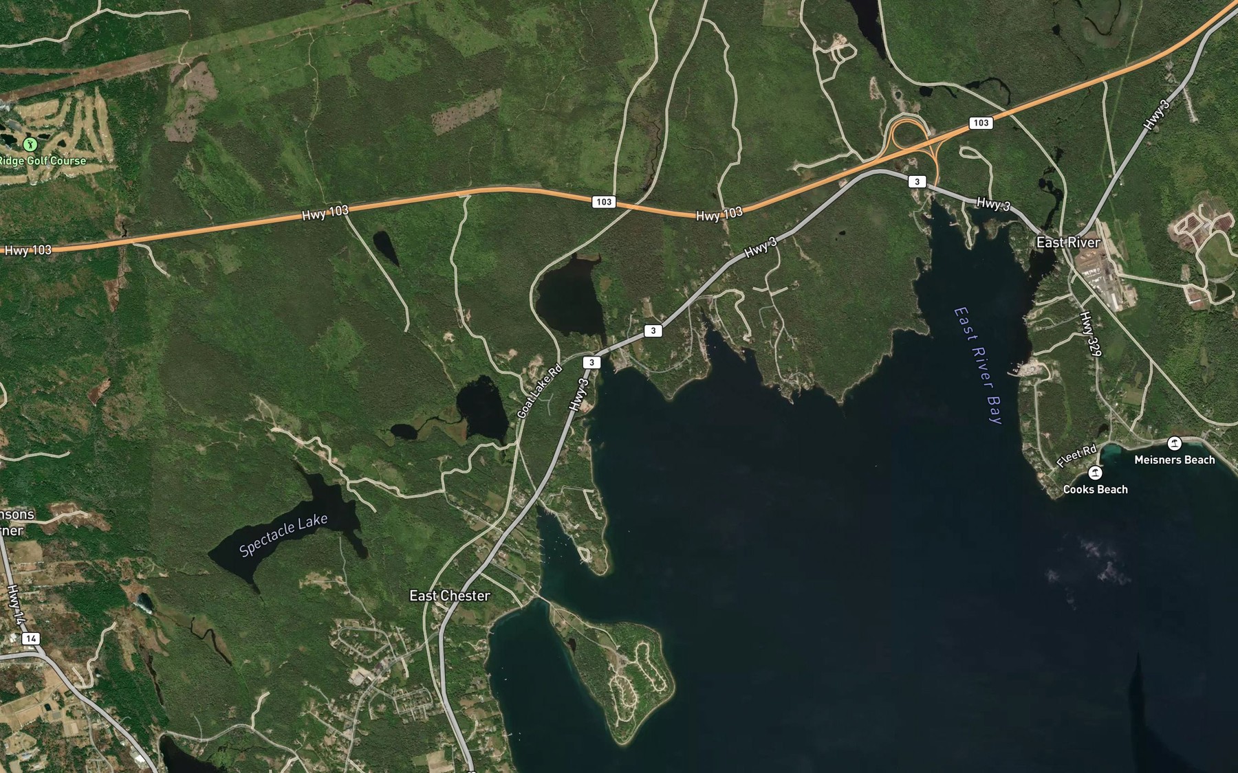 Satellite map of the Frail Cove