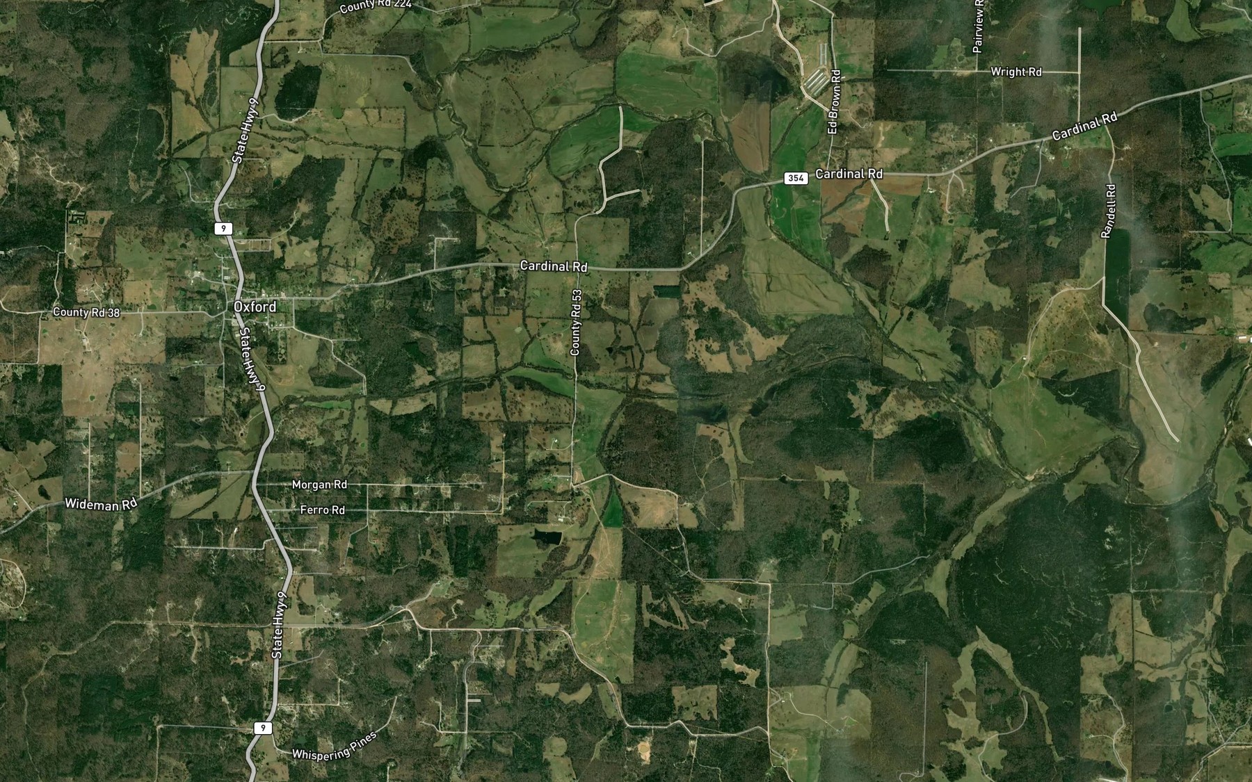 Satellite map of the Powell Creek