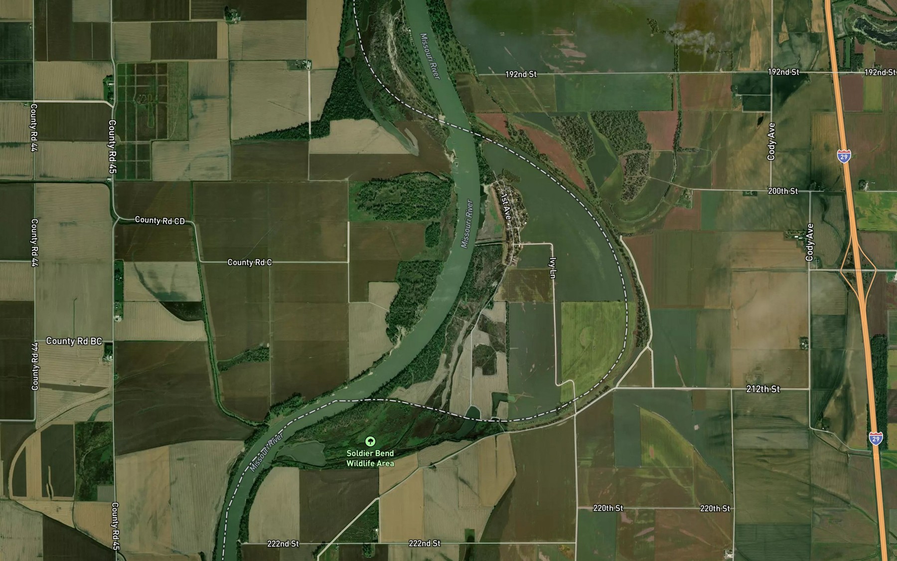 Satellite map of the Bullard Bluff