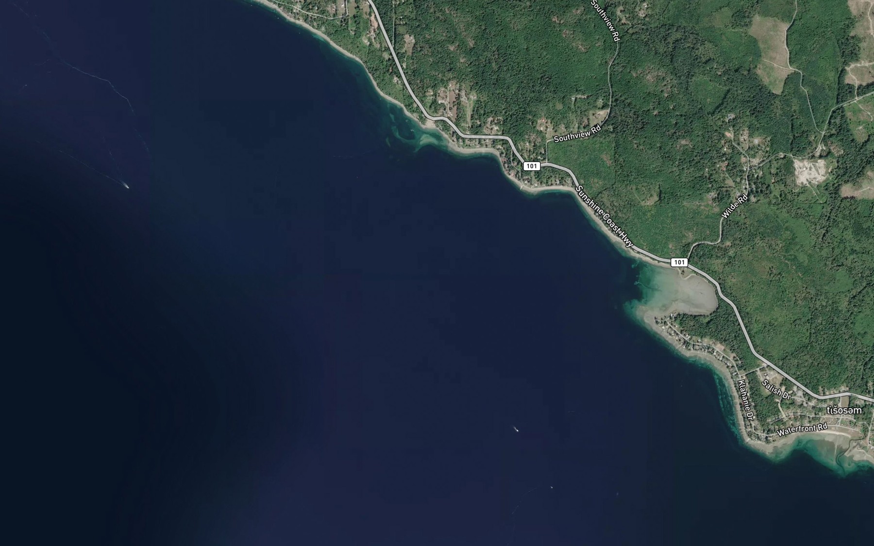 Satellite map of the Atrevida Reef