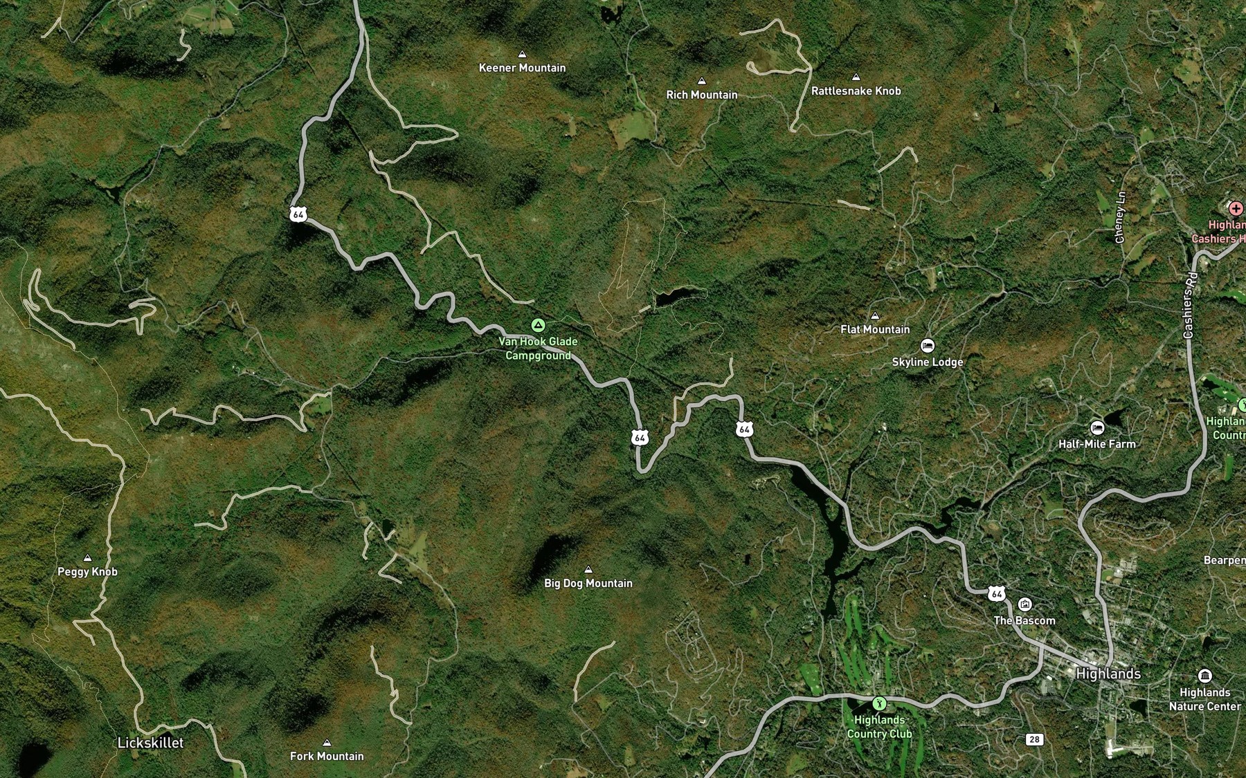 Satellite map of the Skitty Creek