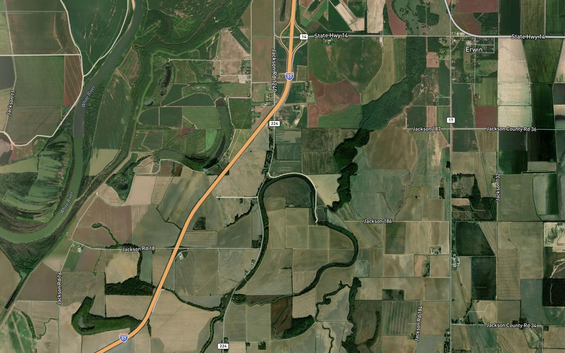Satellite map of the Watson Lake