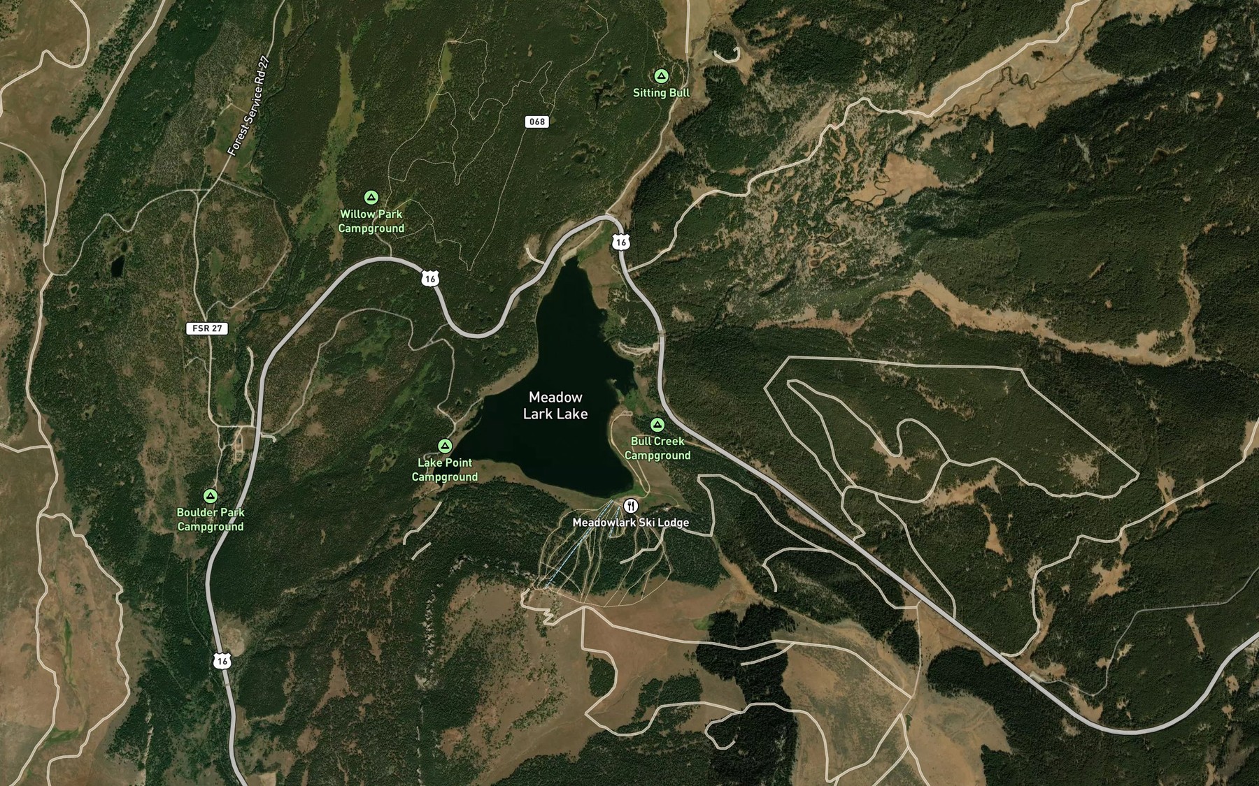 Satellite map of the Bull Creek