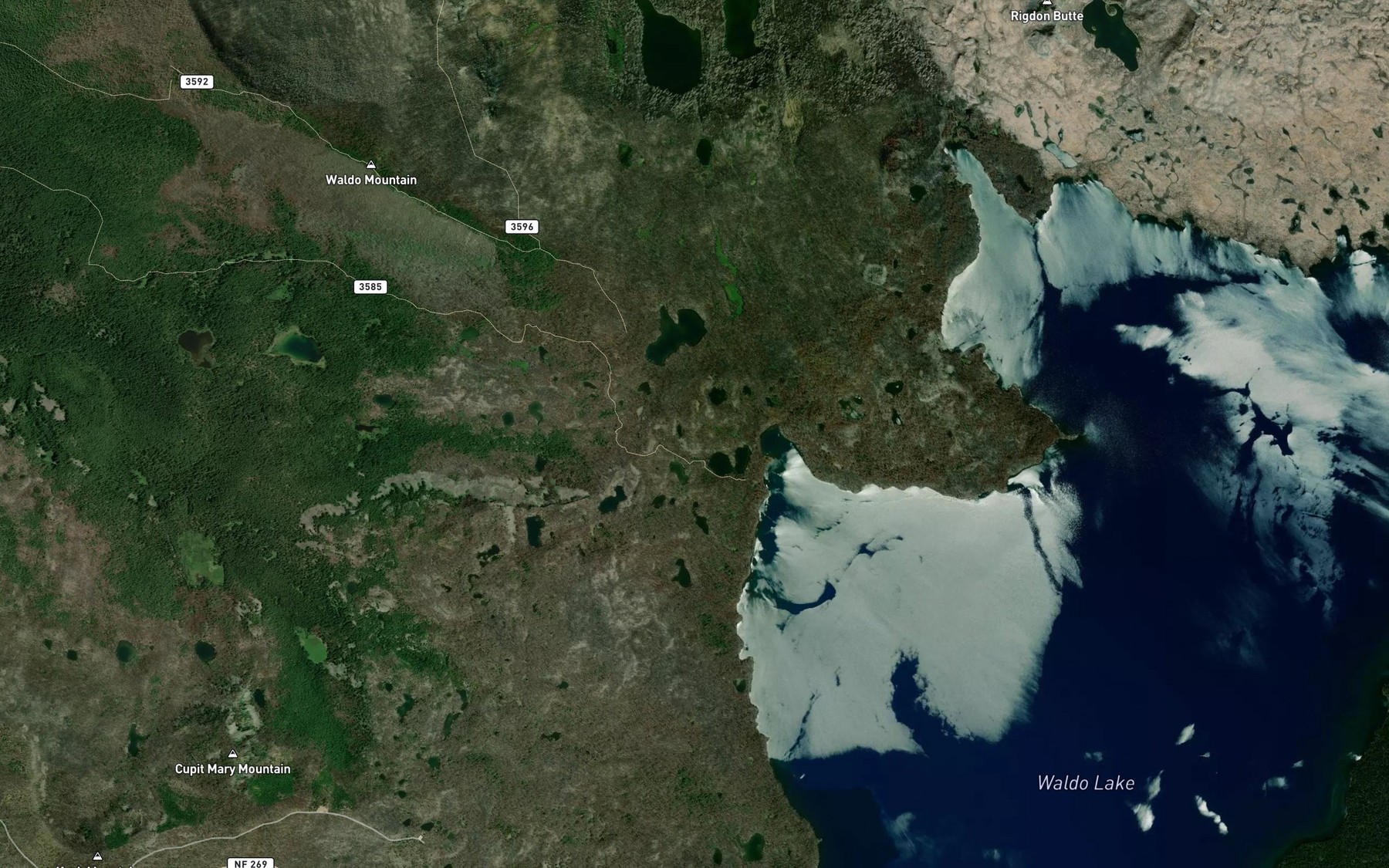 Satellite map of the Elbow Lake