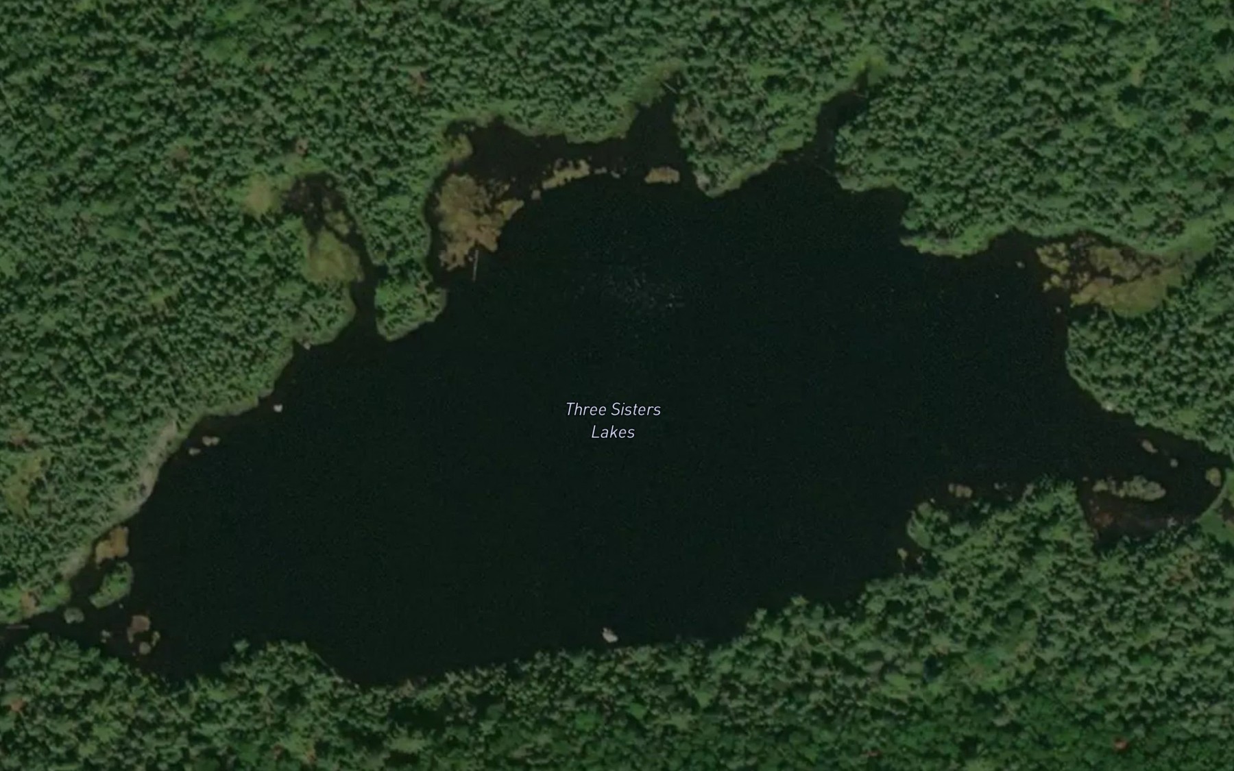 Satellite map of the Three Sisters Lakes
