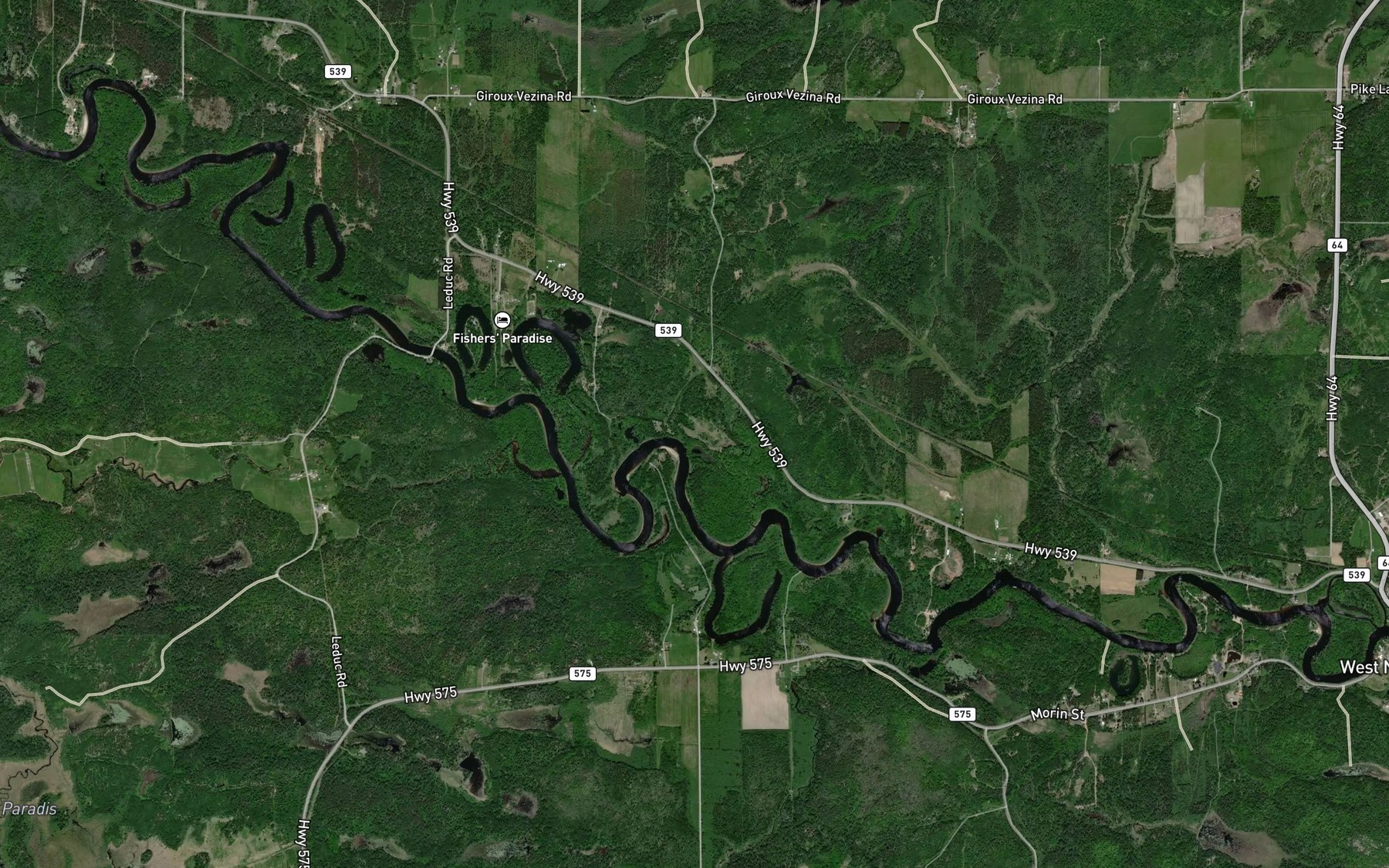 Satellite map of the Hebert Creek