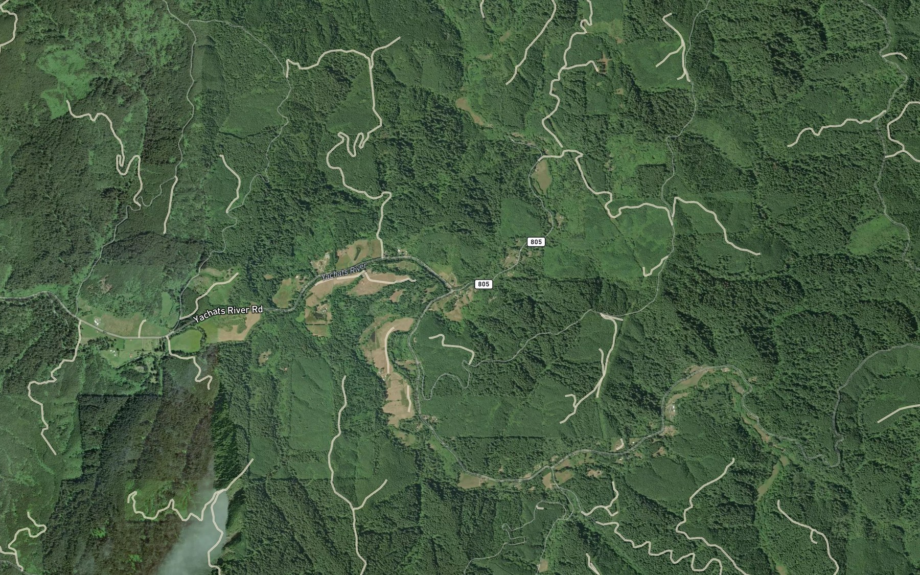 Satellite map of the North Fork Yachats River