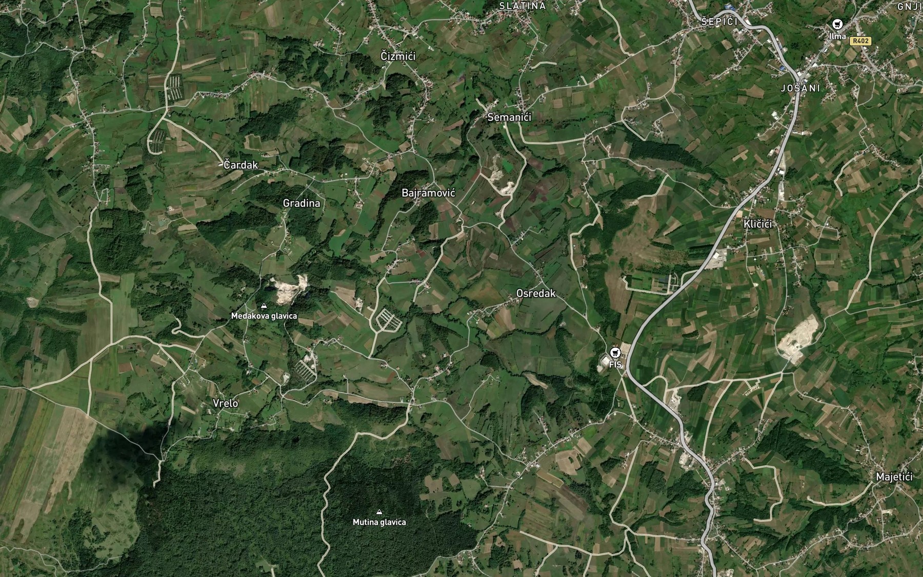 Satellite map of the Crno Vrelo