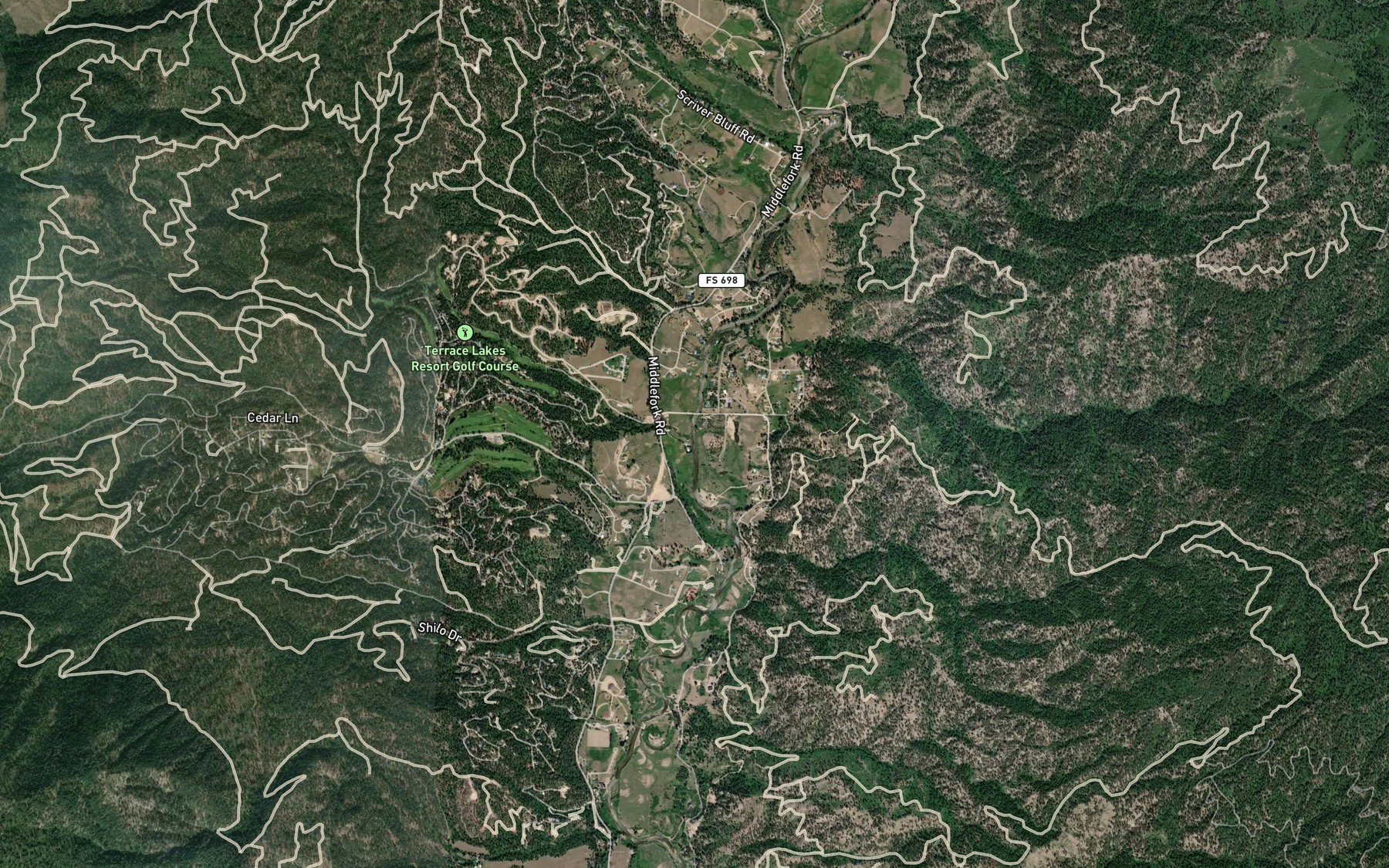 Satellite map of the Easley Creek