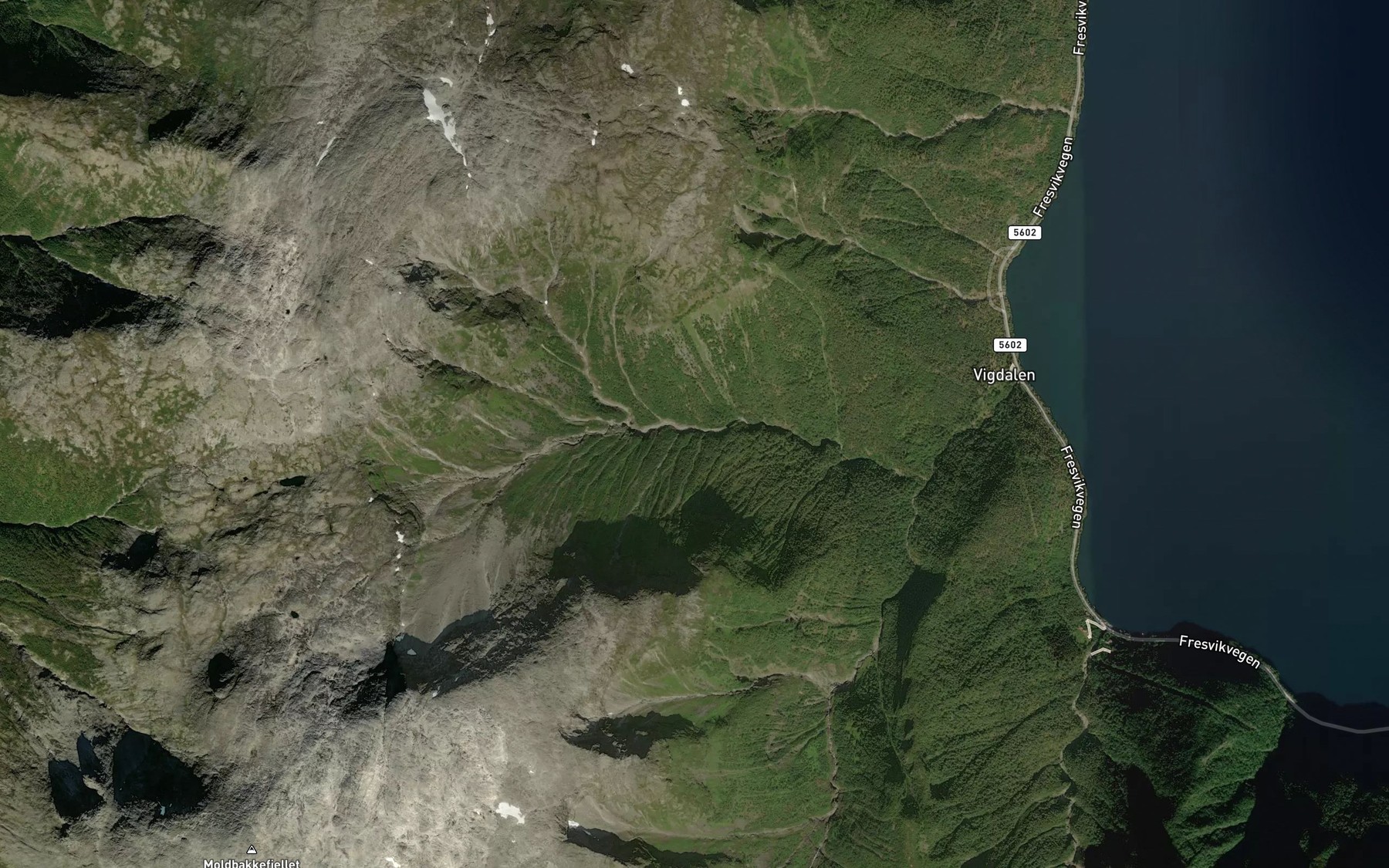 Satellite map of the Vigdalselvi