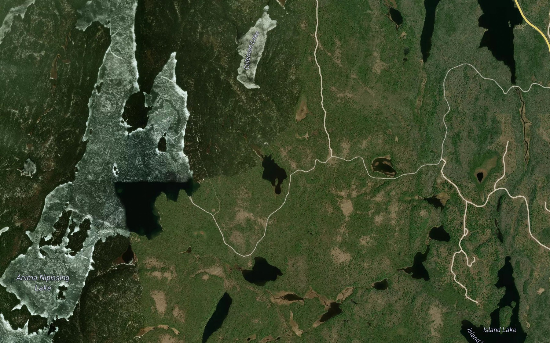 Satellite map of the South Coleman Lake