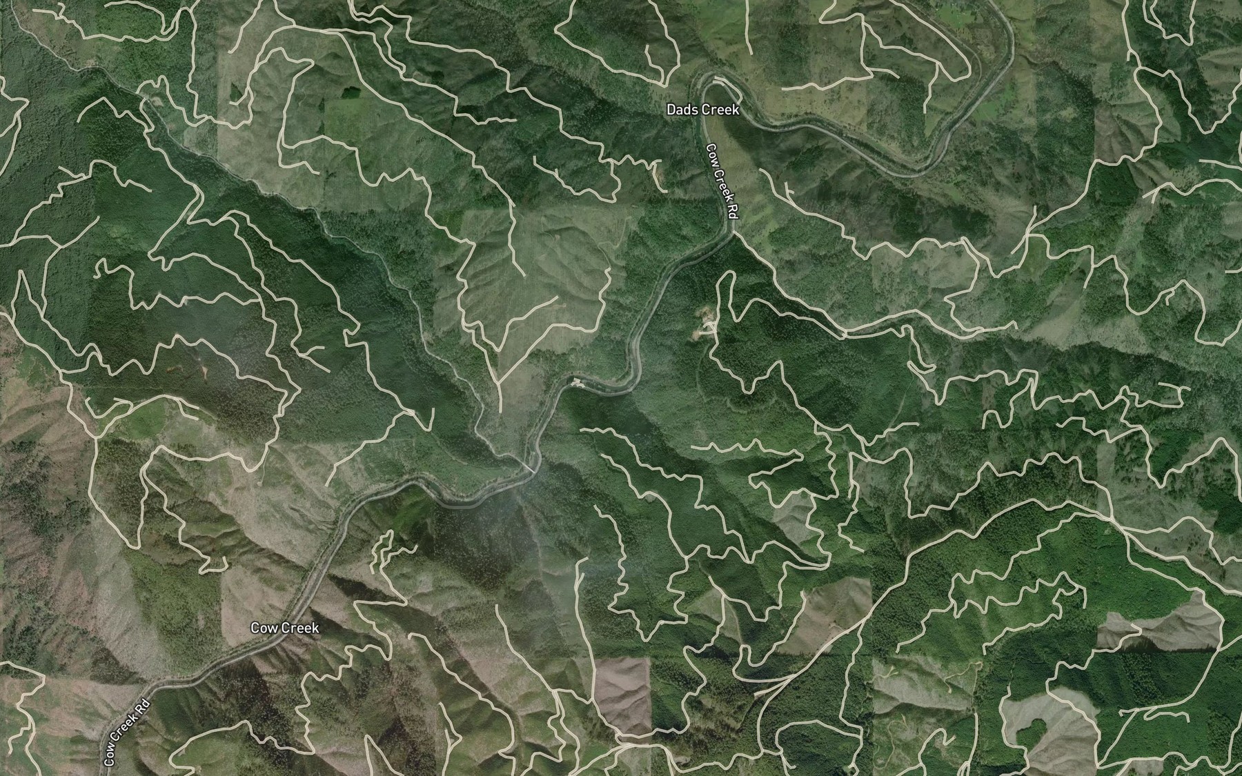 Satellite map of the Boulder Creek