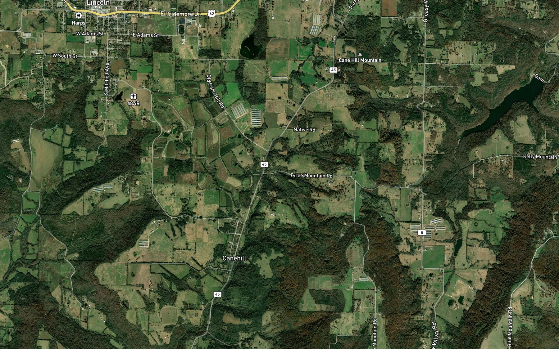 Satellite map of the Cove Spring